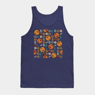 Electric Solar System Space Marbles Grid Pattern Tank Top